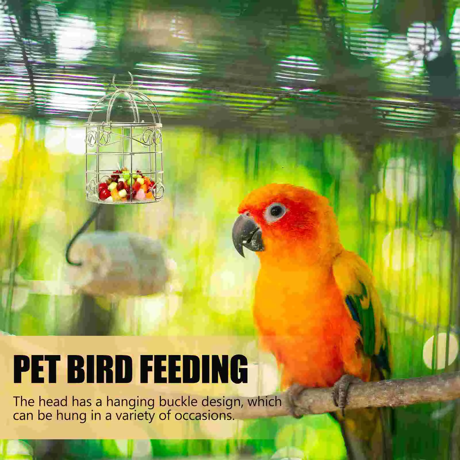 2 PCS Bird Feeder Pet Cage Small Iron Feeding Feeders for Outdoors Hanging Type Parrot Hollow