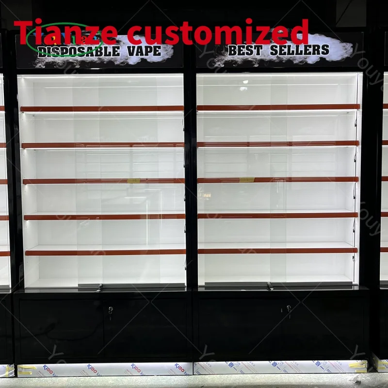 (customized)79inch customized wooden counter display showcase smoke shop fullglass display cabinet smoking