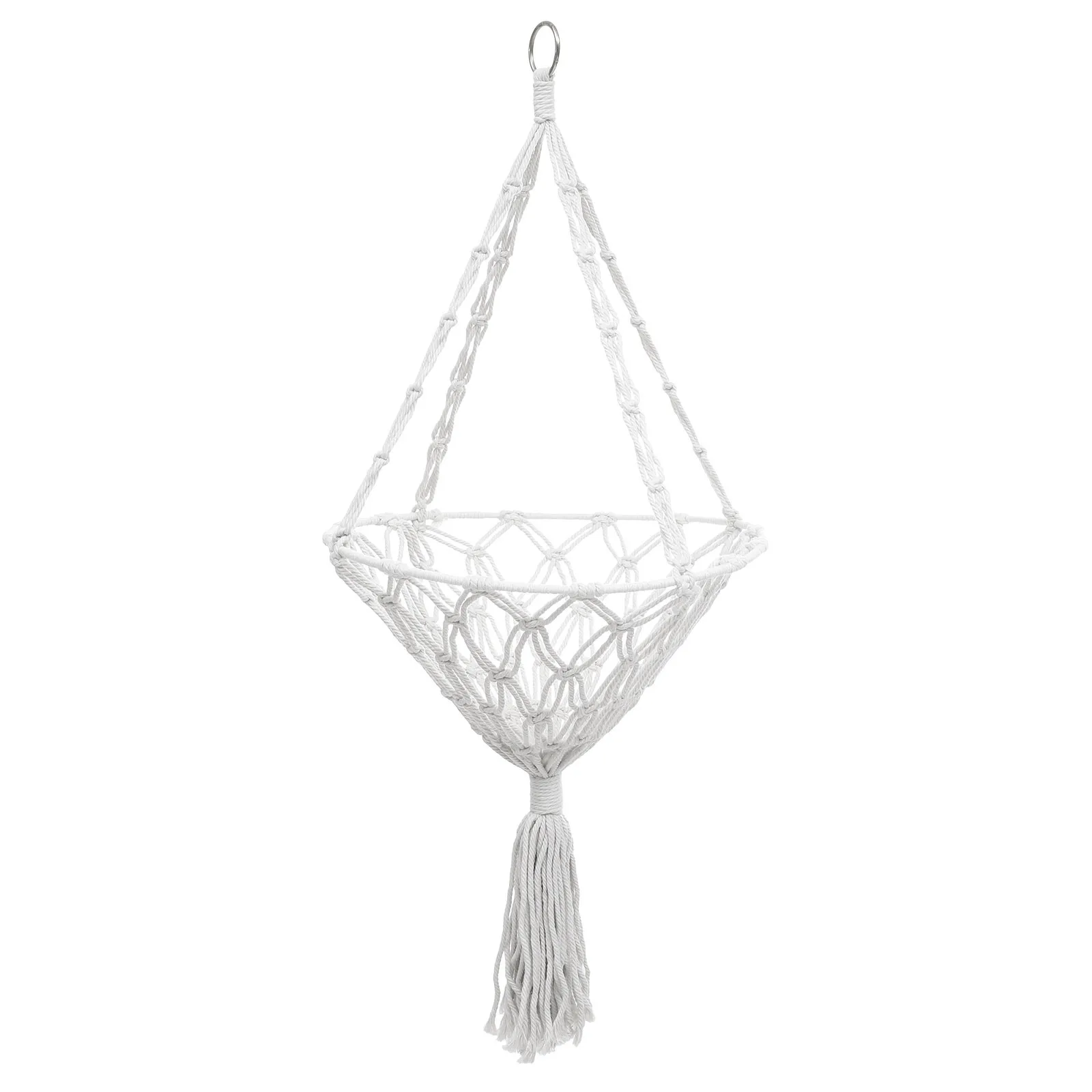 

Cotton Rope Hanging Basket Rustic Woven Plant Hanger Macrame Indoor Wall Mounted Holder For Artificial Dried Flowers Home