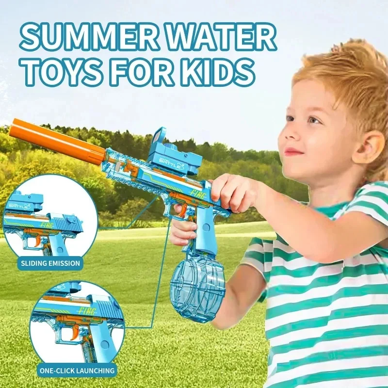 Summer Toys Desert Eagle Water Gun Full Automatic Electric Shooting Water Gun Toy Children Outdoor Beach Fight Toys For Boy Gift