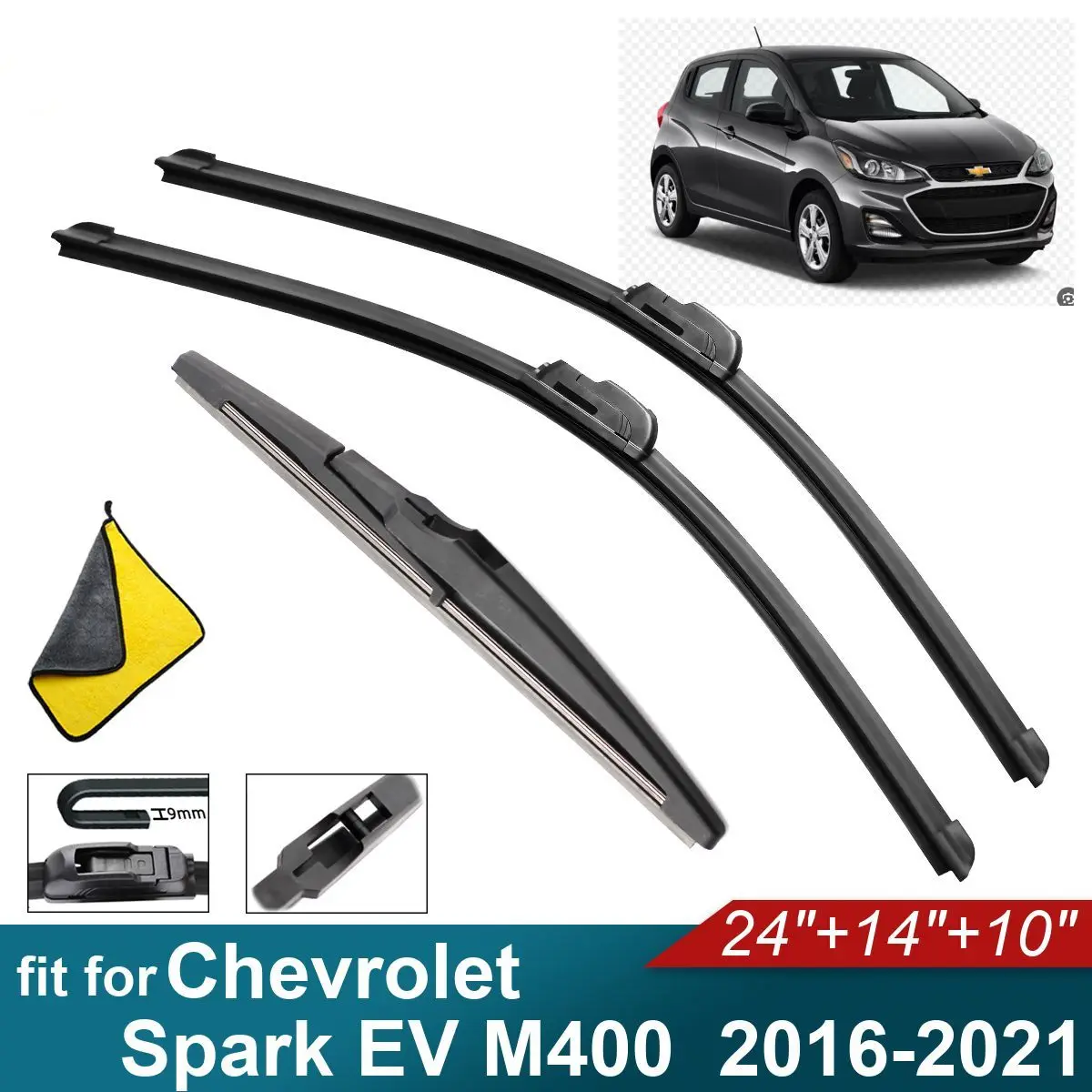 

Car Windshield Wiper Blades Fit For Chevrolet Spark EV M400 Rear Wiper Blades Soft Rubber Auto Front Windscreen