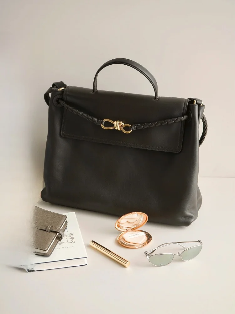 

Top Layer Cowhide Tote Bag Women Large Capaci Woven Genuine Leather Handbag Single oulder Slant Cross Bag Modern Neutral ...