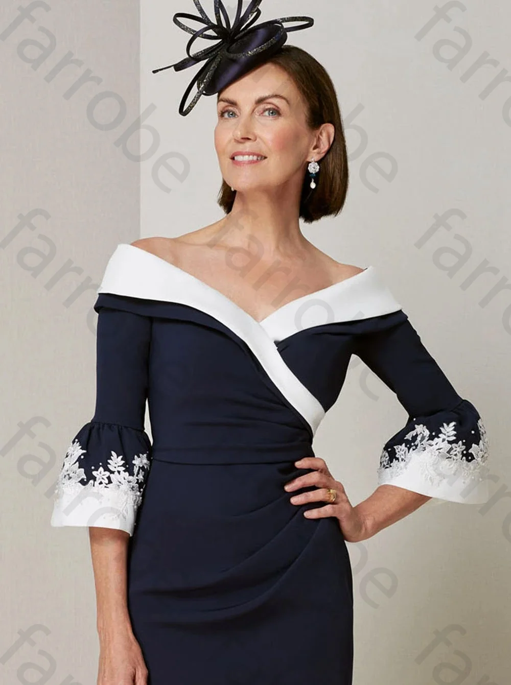 Индивидуальные платья для матери невесты на свадьбу с открытыми плечами и аппликацией с рукавами-трубой длиной до колена, короткое вечернее платье для жениха и мамы