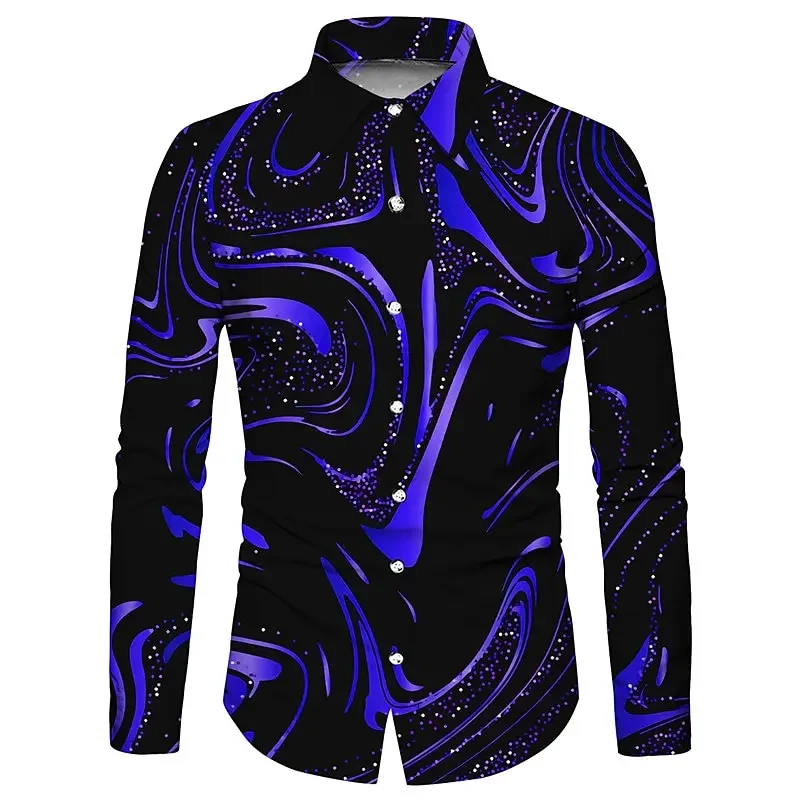 Men colorful geometric pattern 3D printed long-sleeved shirt autumn casual men's clothing business party outdoor large size 6XL