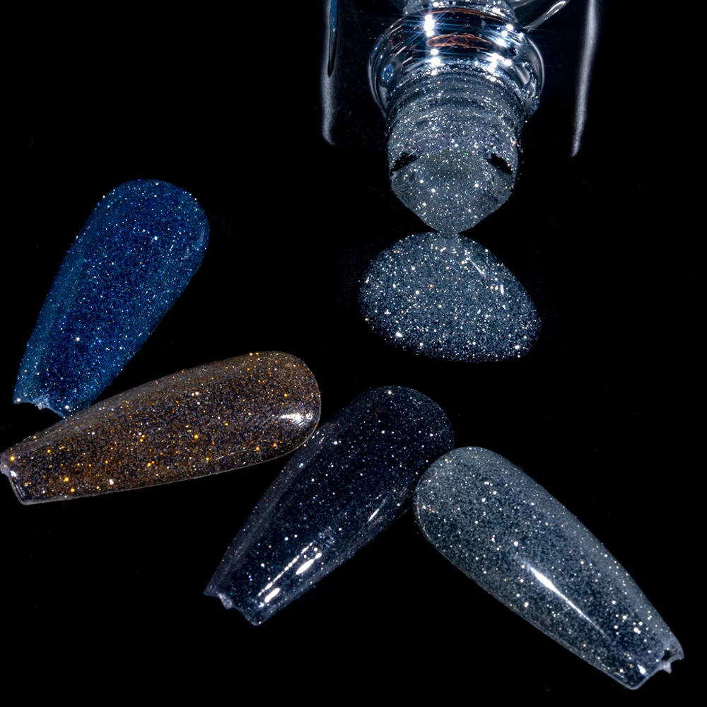 KODIES GEL Reflektierender Gel-Nagellack, Decklack, 2-in-1, UV-Glitzer, funkelnder, reflektierender Gel-Lack, semi-permanente Maniküre für Nägel, Kunst