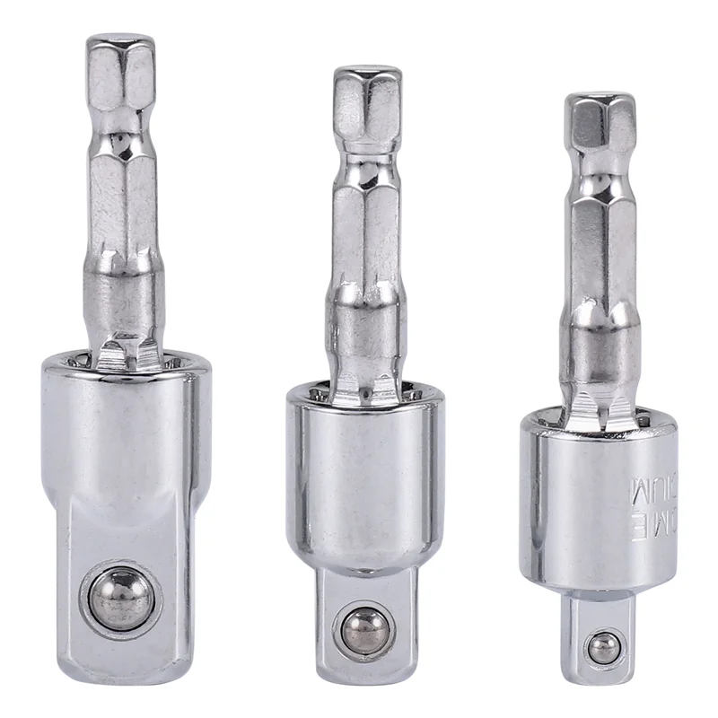 GOOD-3 Pack Impact Grade Socket Adapter 360-Degree Universal Joint Swivel Socket Set, Socket To Drill Adapter