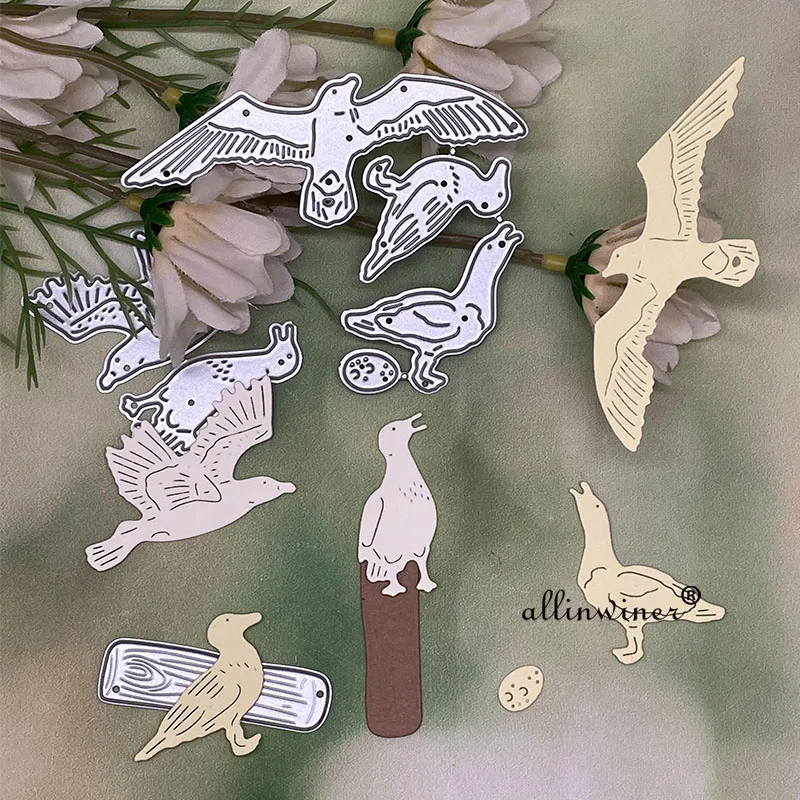 Burung Camar Dekorasi Logam Pemotong Mati Stensil untuk DIY Buku Tempel Dekoratif Timbul Kerajinan Mati Pemotongan Template