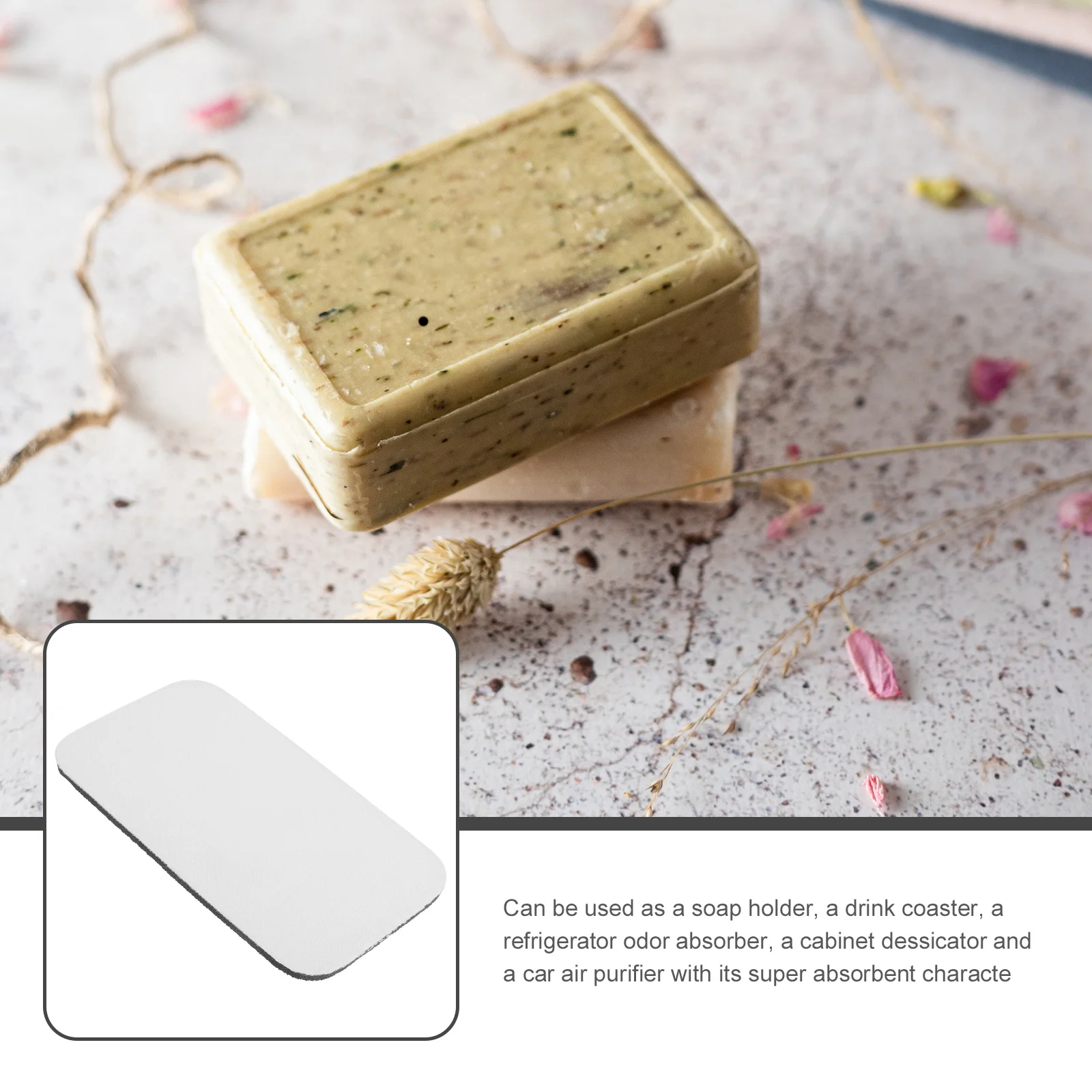 

Non-slip Diatomite Soap Dish Anti- Soap Bar Holder Water Absorption Quick Dry Soap Saver for Bathroom Kitchen (White)