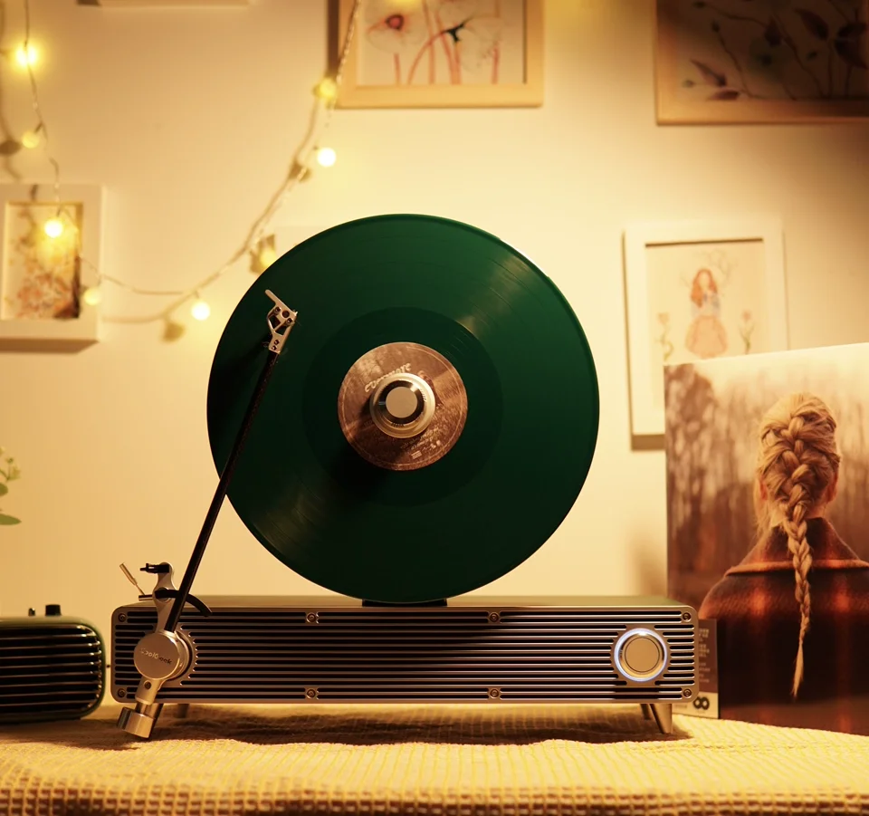 VS-01  Integrated Retro Phonograph  Vertical Vinyl Record Player Bluetooth Stereo  Speaker