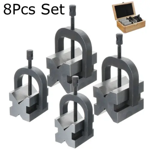 8pcs V-Block Clamp Bar Double Sided 90 degree Precision Hardened Steel Machinist Tools