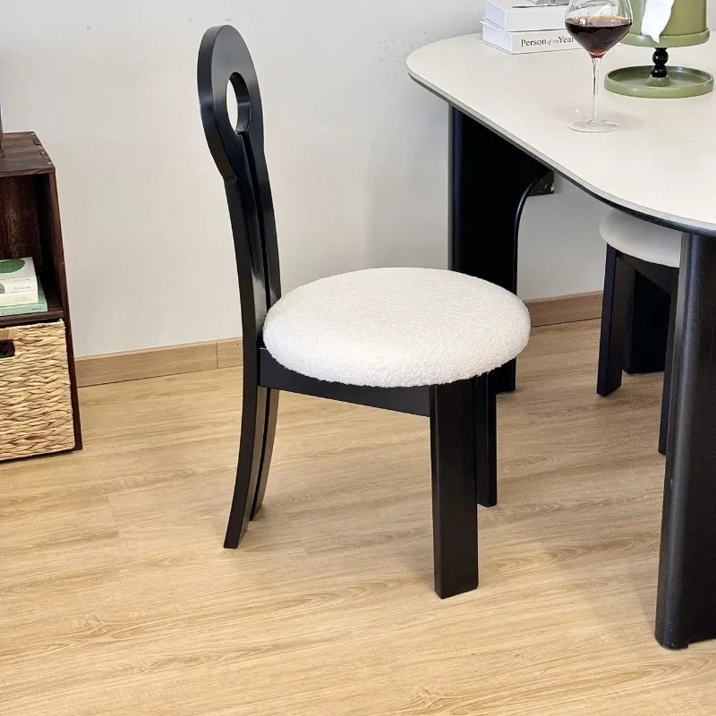 Solid wood dining chair home designer medieval backrest chair wabi wind bedroom makeup chair key chair view 5