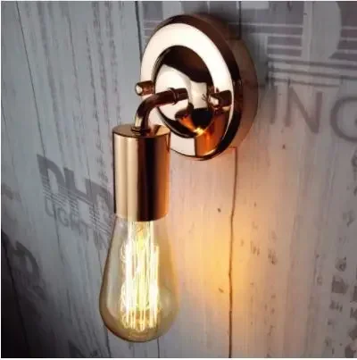 

American vintage rose gold wall lamp gold-plated attic E27 vintage iron wall lamp 90v-240v antique lamp industry