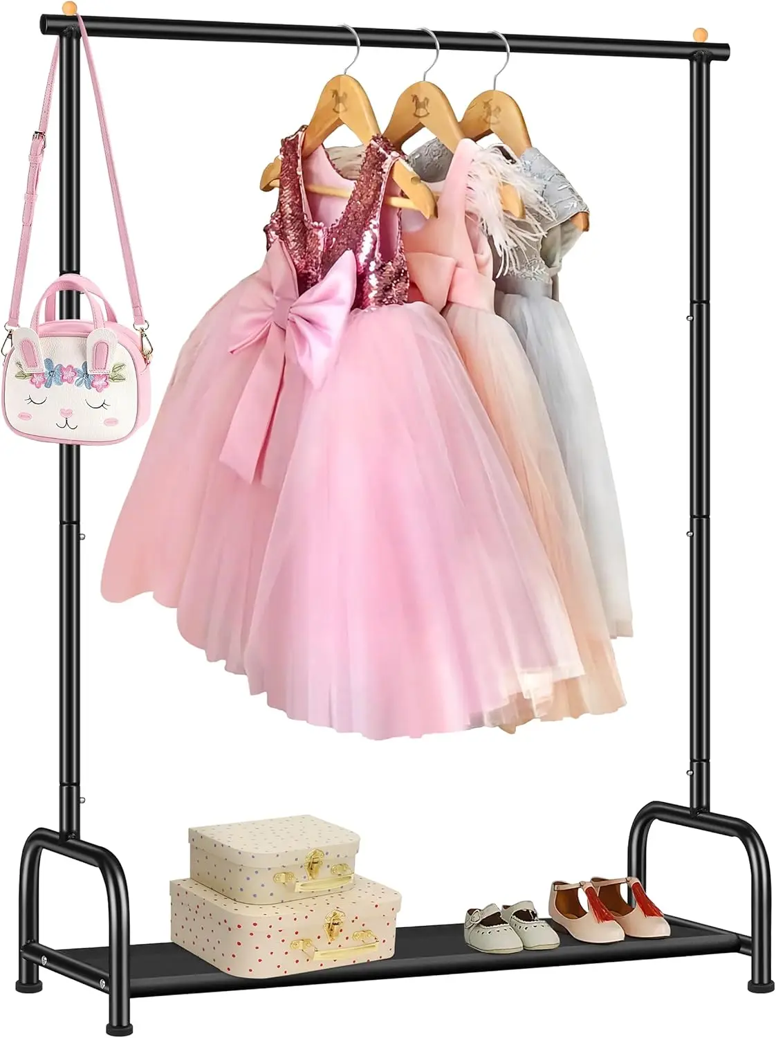 

Детская вешалка для одежды, маленькая вешалка для детской одежды с нижней полкой для хранения, вешалка для одежды малышей с нижней полкой для хранения