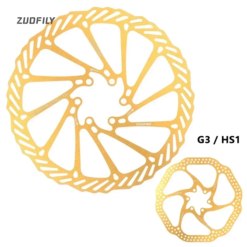 G3 HS1 Bicycle Brake Disc 160mm 180mm MTB Bike Golden Brake Disc High Strength Stainless Steel 6 Holes Mountain Bike Accessories