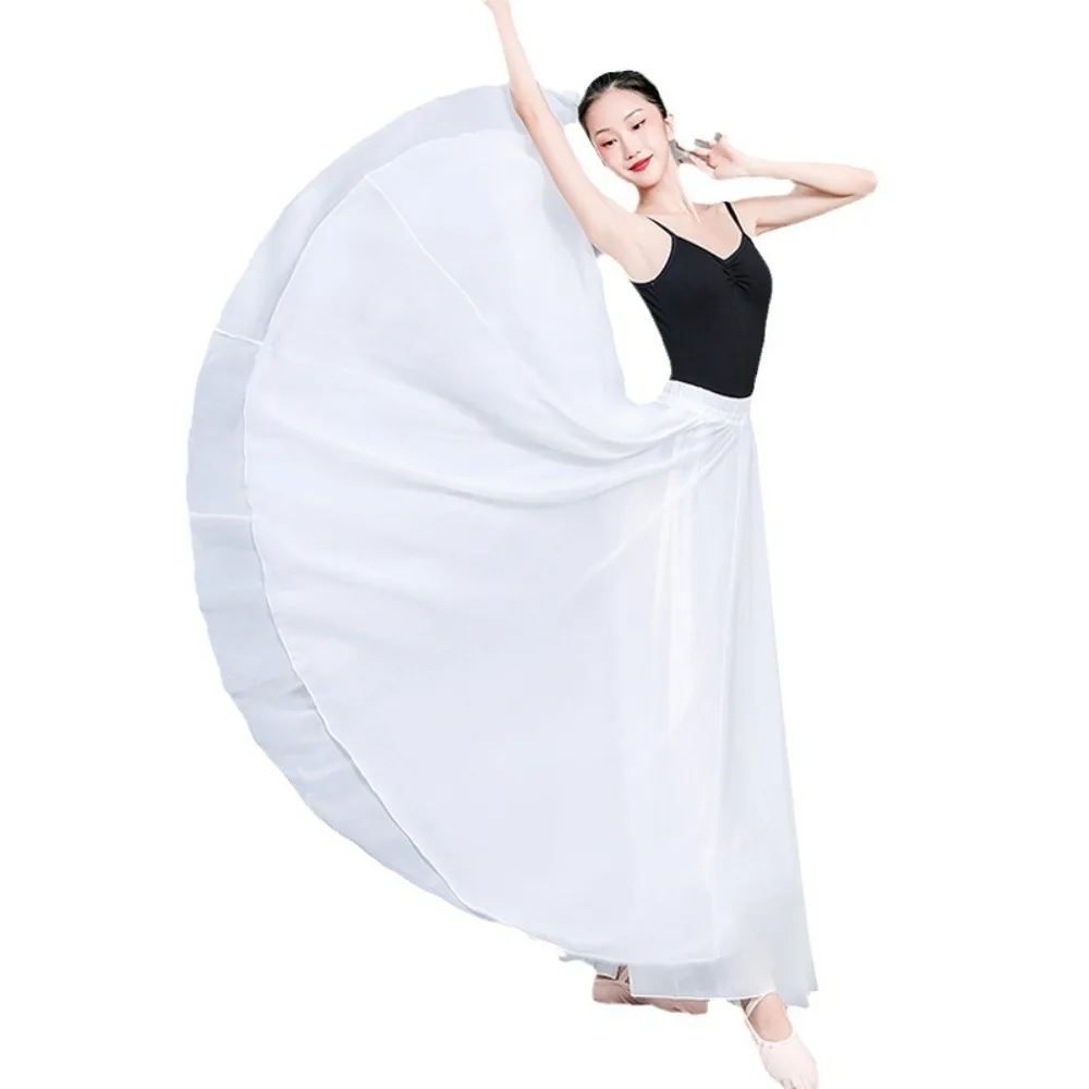 Nouvelle jupe longue fluide Double couche de couleur unie-demi-jupe de danse pour femmes
