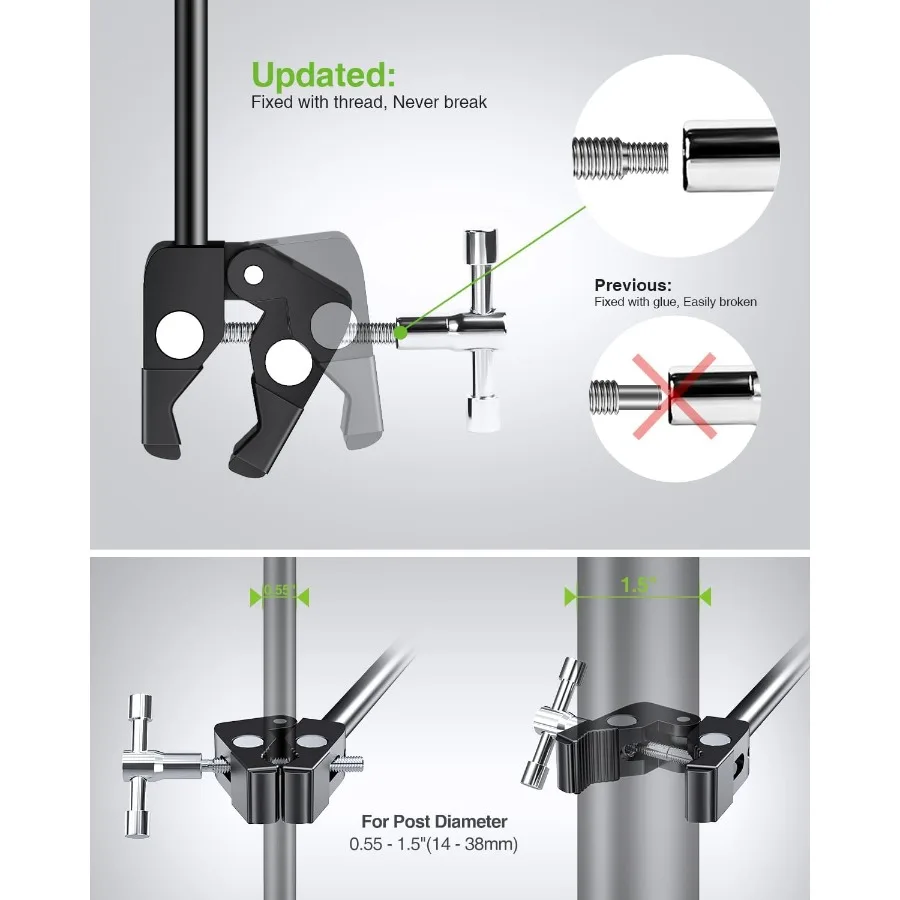 Soporte de aluminio Elitehood para iPad, soporte de micrófono, soporte lateral para iPad, soporte de música para micrófono, inclinación giratoria 360, micrófono ajustable T