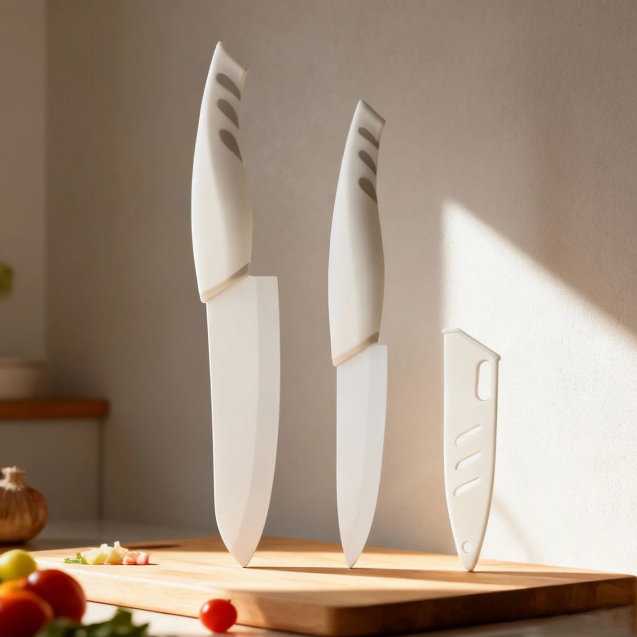 

Ceramic kitchen knives, professional kitchen cooking knives and fruit knife sets with knife covers, portable fruit cutting knife