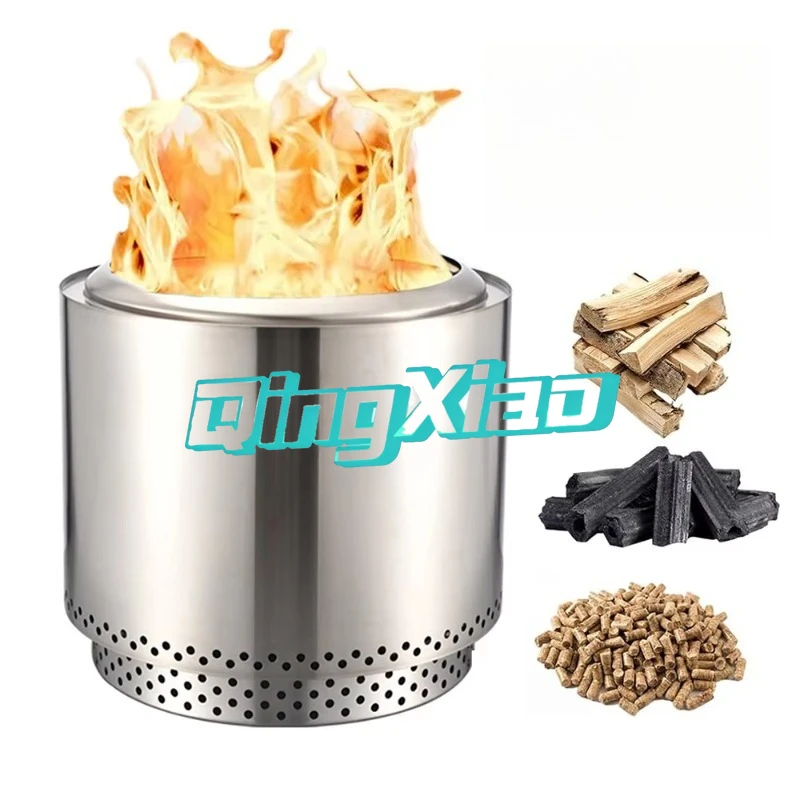 Stainless Steel Smokeless Fire Pit Portable Windproof Outdoor Camping Fireplace For Backyard Patio Picnic BBQ Wood Burning Stove
