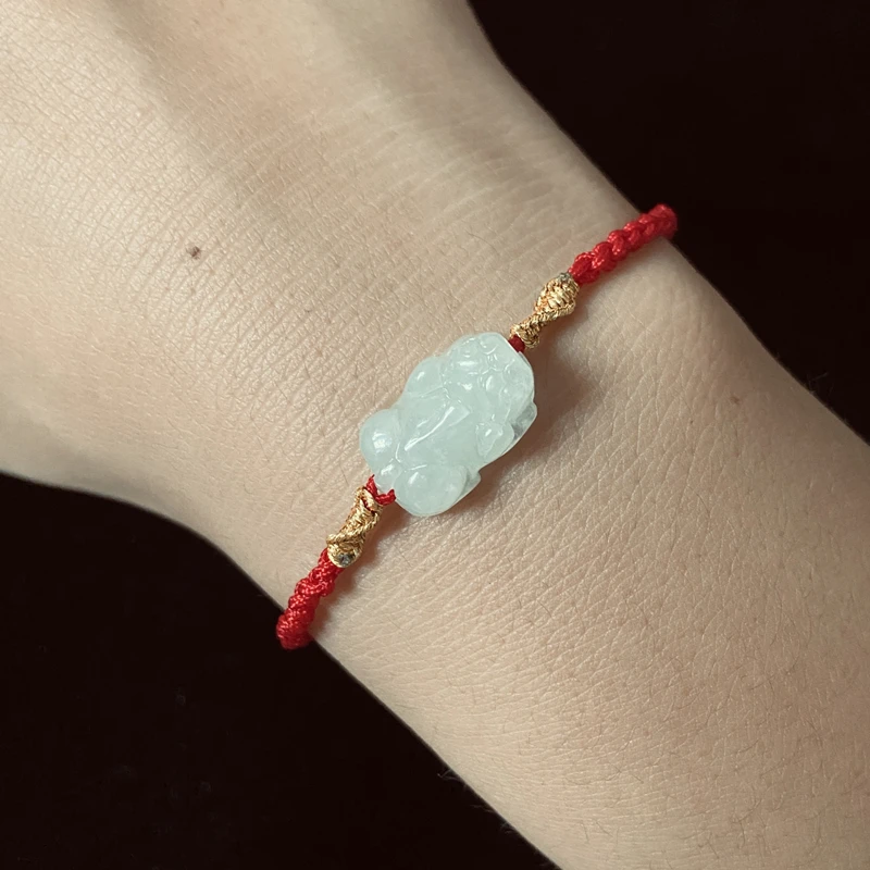 natural green jade PiYao bracelet for women gift for mother day christmas gifts from daughter red string jewelry jade bead PiXiu