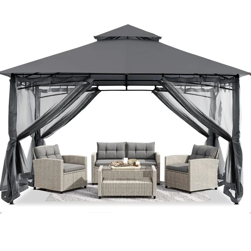 10x10FT 3M Iron Art Gazebo Mosquito Netting, Outdoor Patio Garden Backyard Universal Canopy Insect Screen Mesh, Anti-mosquito Ne