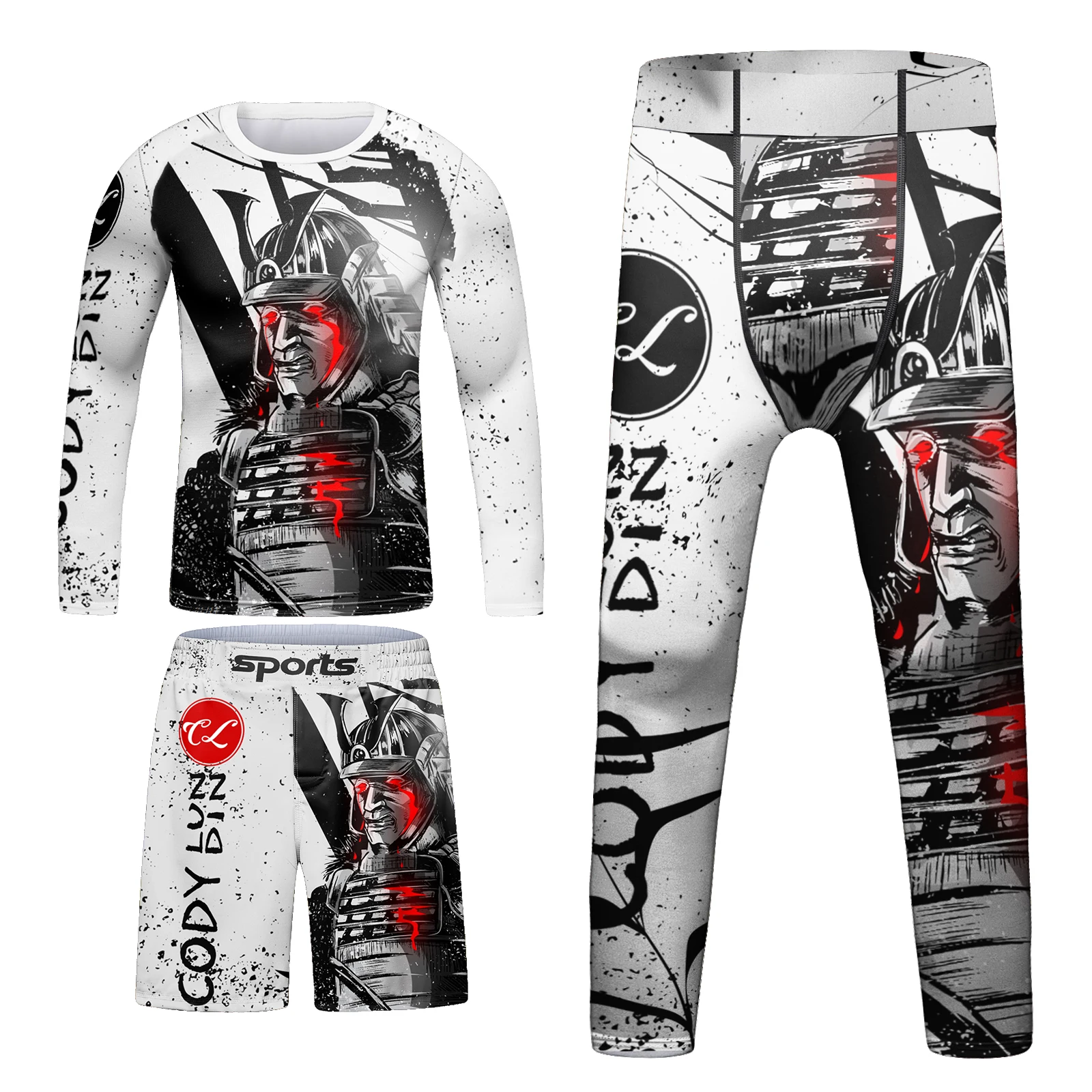 Kid 3Pcs/Set MMA Jiu jitsu Rashguard T-shirt+Pant Children Bjj Gi Kickboxing Jerseys Boy Muay Thai Shorts Boxing Clothes Tights