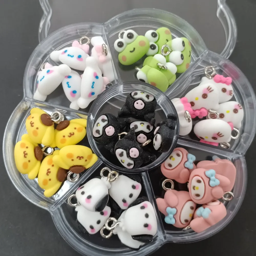 30/35/50/70pcs Lovely Kuromi Melody Nail Charms 3D Kawaii Cute Sanrio Anime Cinnamoroll/Hello Kitty Flatback Nail Art Decoration