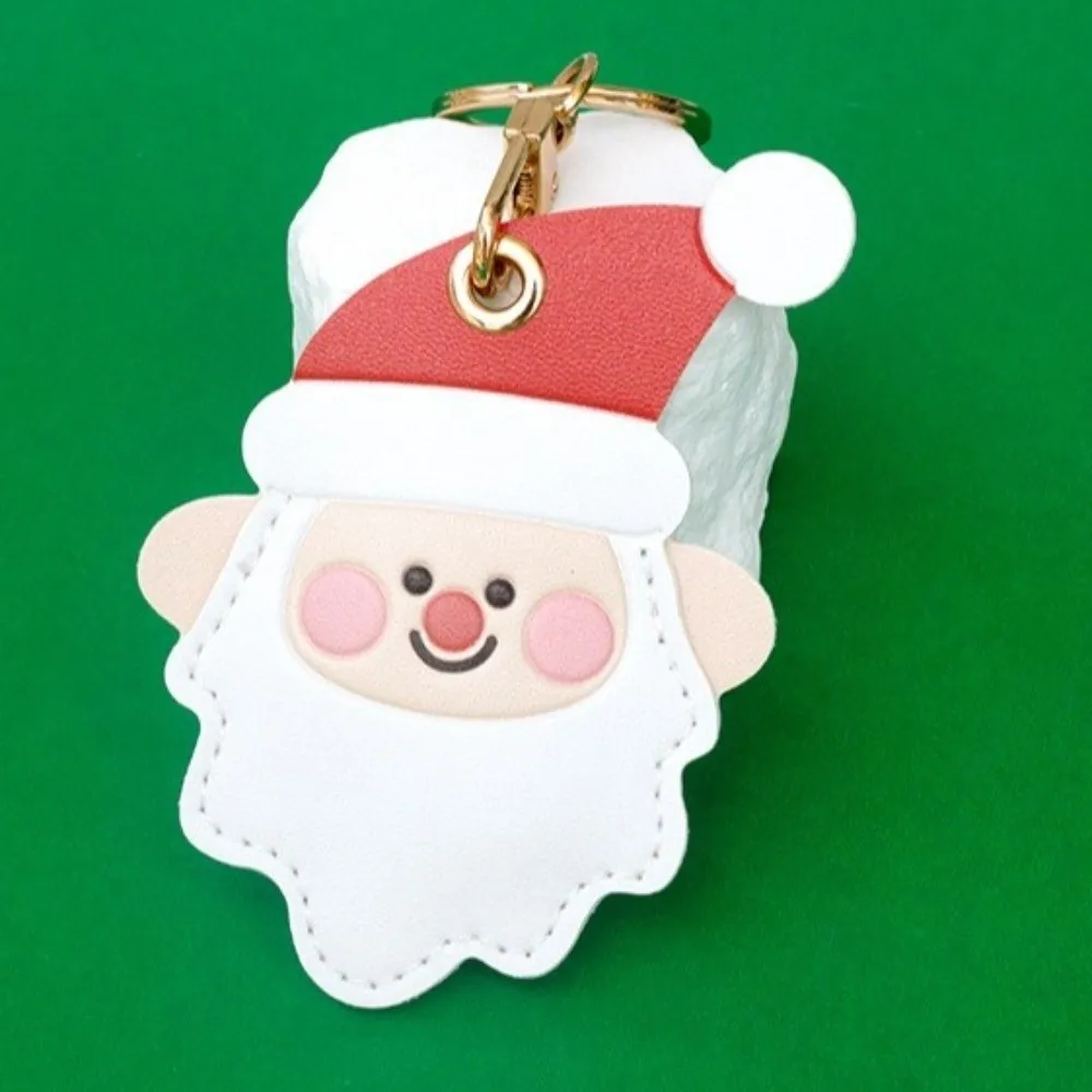 PU Leather Santa Claus Keychain Christmas Stocking Star Christmas Bag Pendant Keyring Cartoon Xmas Access Card Holder Unisex