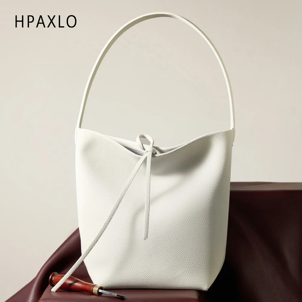 

Модная женская сумка подмышки, большой размер, непринужденный стиль, сумка через плечо, натуральная кожаная сумка, женская сумка-ведро премиум-класса