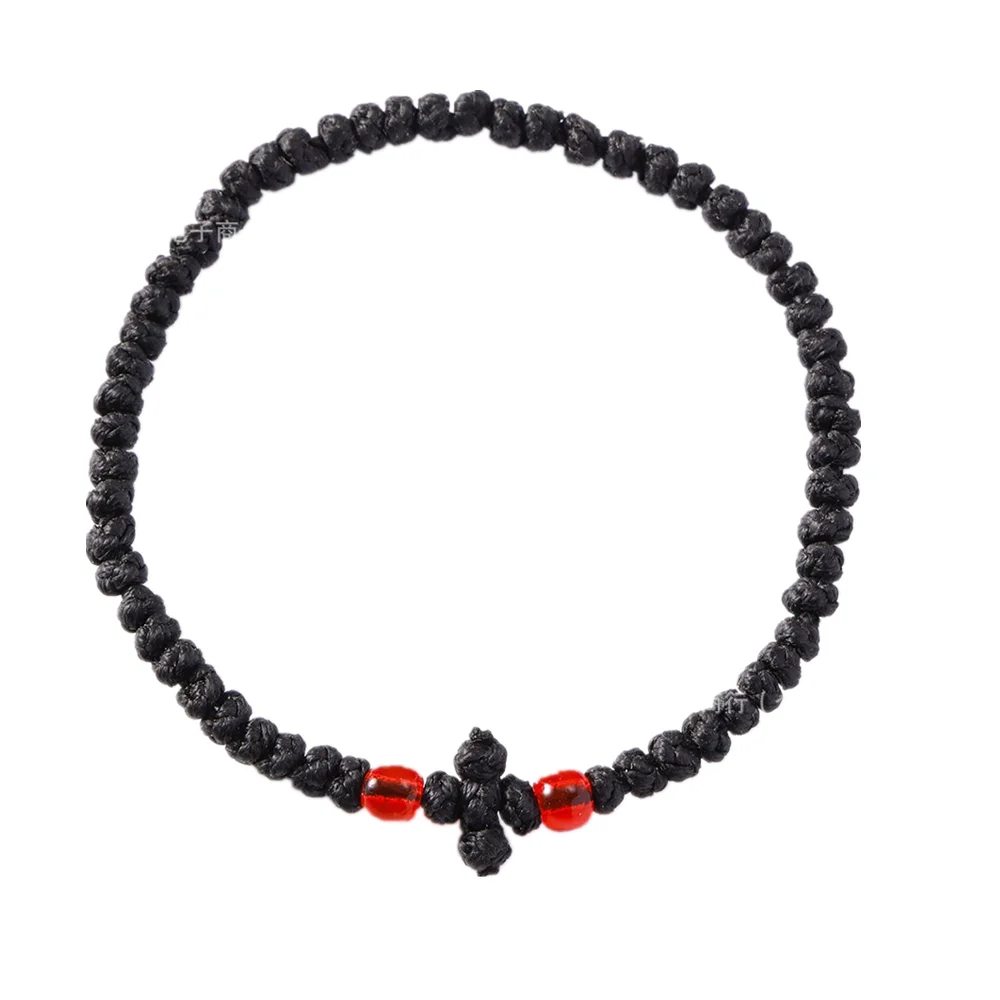 

100 шт. греческий 61-круглый браслет в горошек ручной работы с крестом и четками, регулируемый браслет