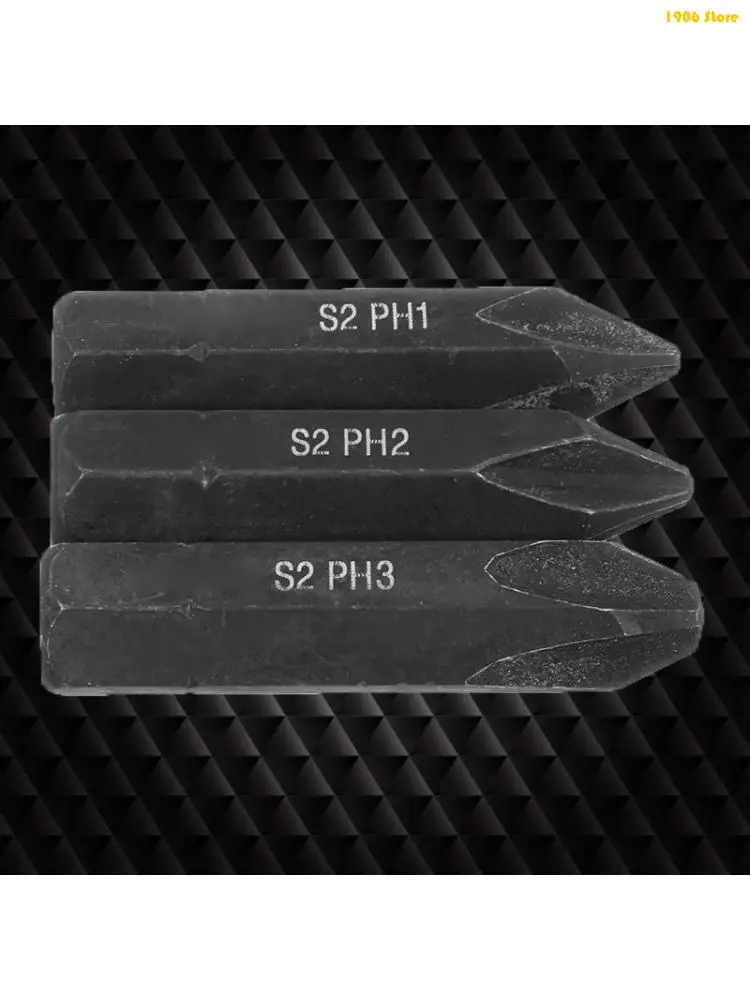 U1JB Black 3 Pieces PH1 / PH2 / PH3 Strong Screw Bit Replaceable Set Tools