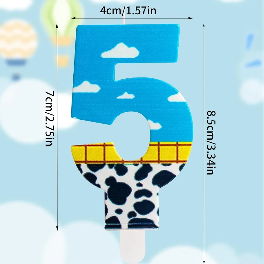 Toy Inspired Game Story Birthday Decorations Blue Sky and White Cloud Cow Birthday Number Candles for Boy Girl Sr Cake Party De