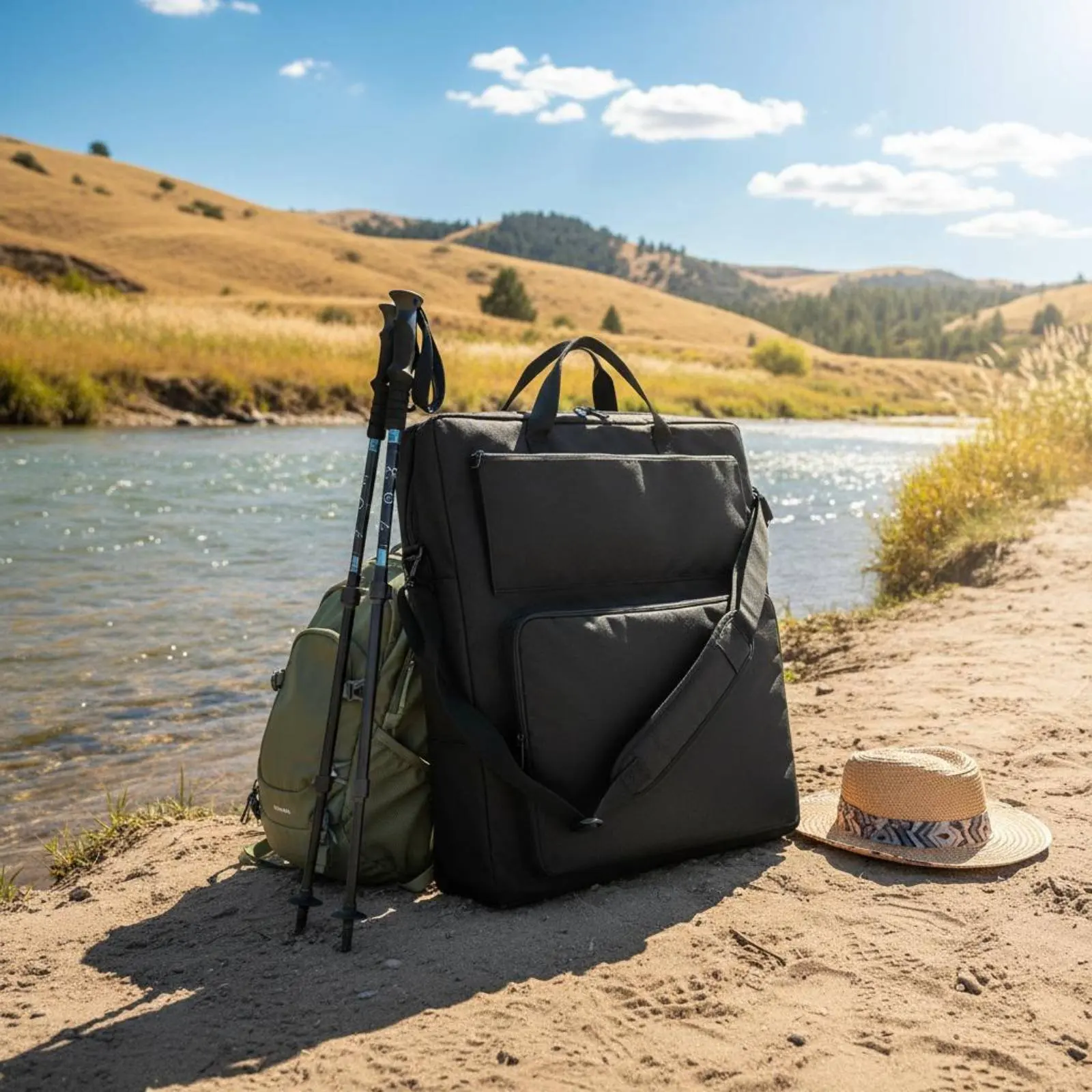 Solar Panel Storage Bag Multi-Pocket Solar Panel Bag Padded Carrying Case Zipper Closure Reinforced Stitching for Outdoor