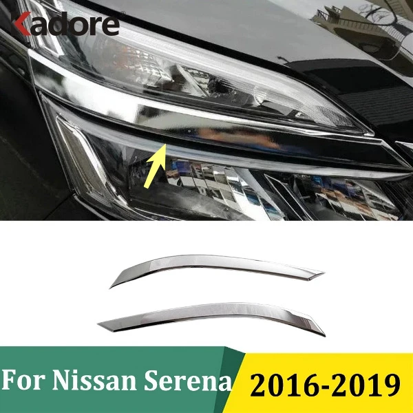 

Для Nissan Serena 2016 2017 2018 2019, хромированные полоски для бровей, передняя фара, крышка лампы, накладка, аксессуары для стайлинга автомобиля