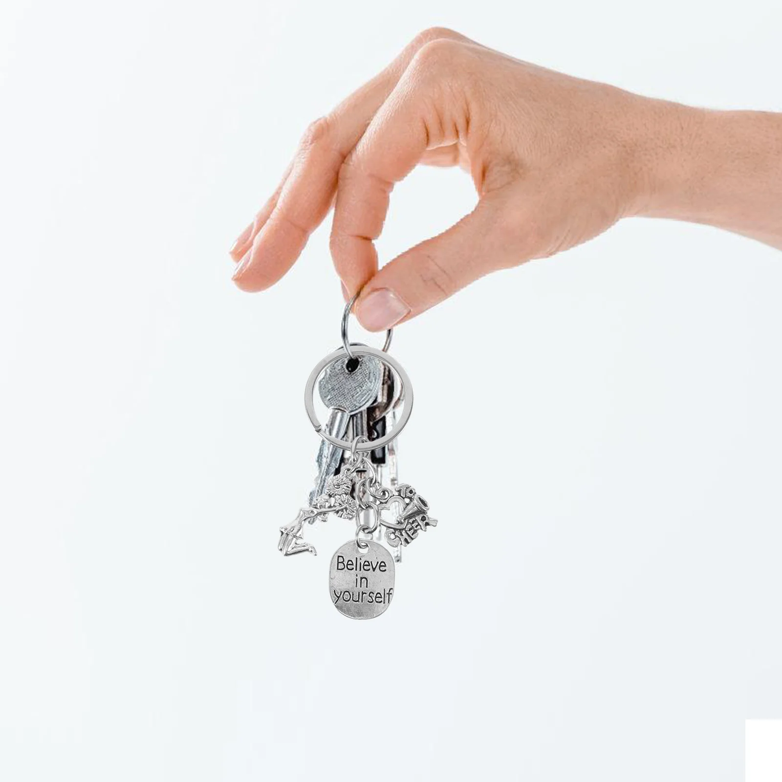 1Set Cheer Keychain Cheerleader Pendant Necklace Trumpet Pom Pom Charm Sports Accessories Gift Cheer Keychain Backpack Pendant