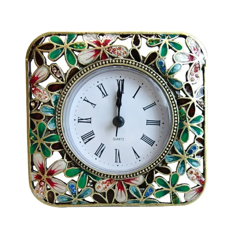 Enchanting Enamel Table Clock: Ideal for Hot Pot, BBQ & Seafood Buffet Eateries, Doubles as a Gorgeous Floral Durable furniture