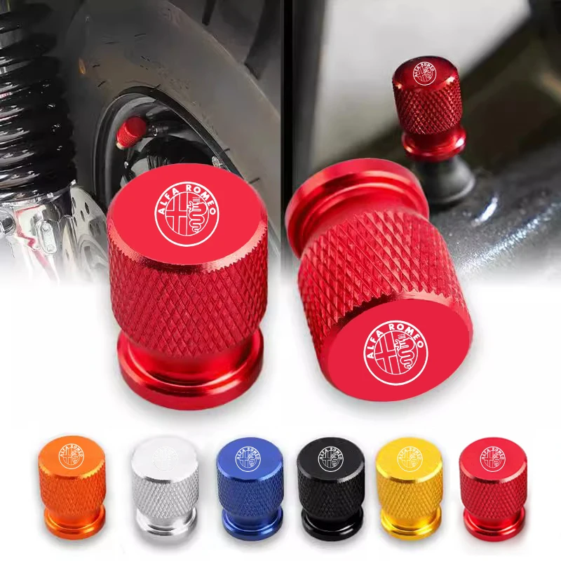 4Pcs Car Tire Valve Caps Auto Aluminum Alloy Tyre Air Stem Dust Cover For Alfa Romeo Giulietta Giulia GT Mito Brera F1 Stelvio