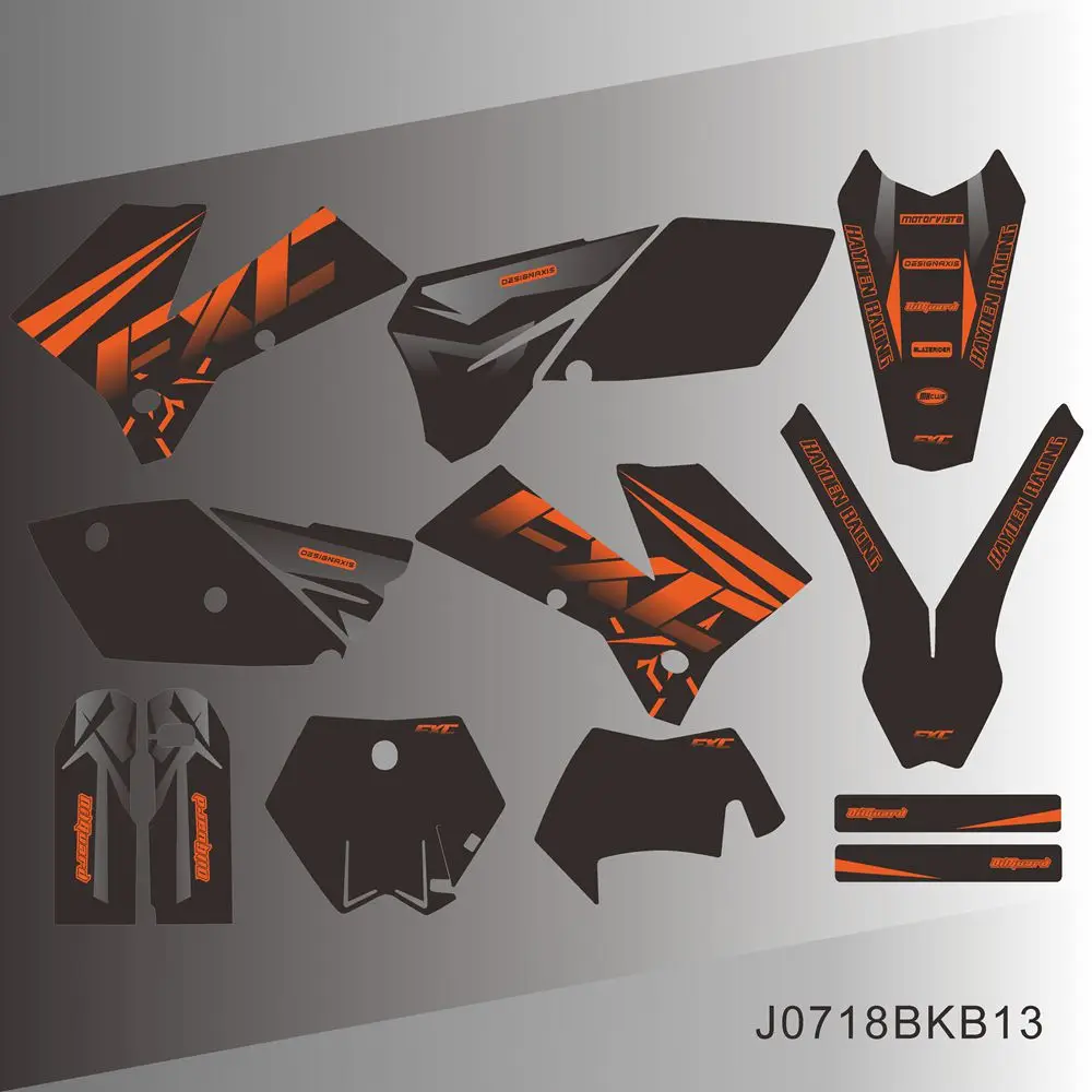 for KTM EXC EXCF 125 200 250 300 400 450 525 EXC EXC-F 2005 2006 2007 Graphics Decals Stickers Kit Custom Number Name Stickers