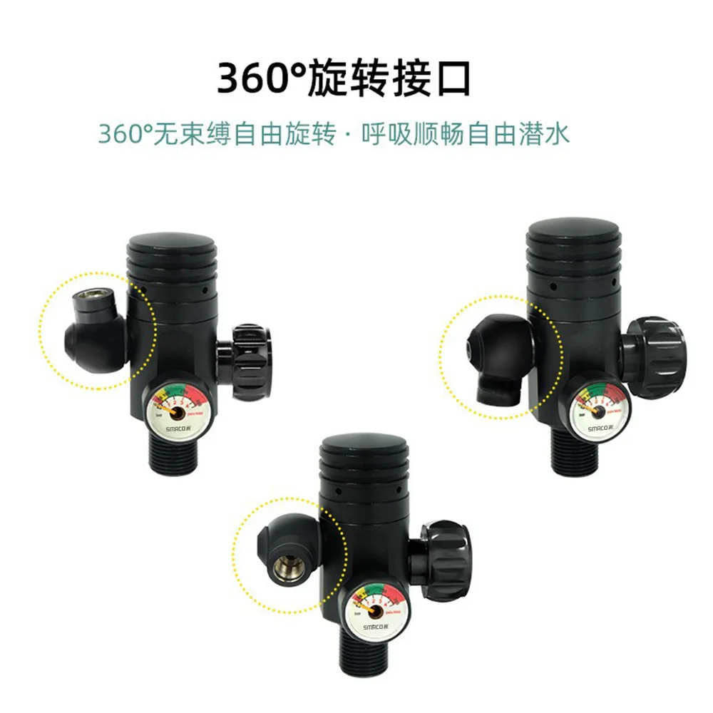 Underwater breathing apparatus with a 360-degree rotating, constant-pressure outlet