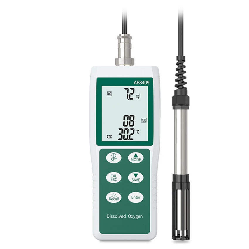 AE8409 Small head high fluorescence dissolved oxygen instrument Light mariculture Paddy planting aquaculture 0.0~15.0 (mg/L) LCD