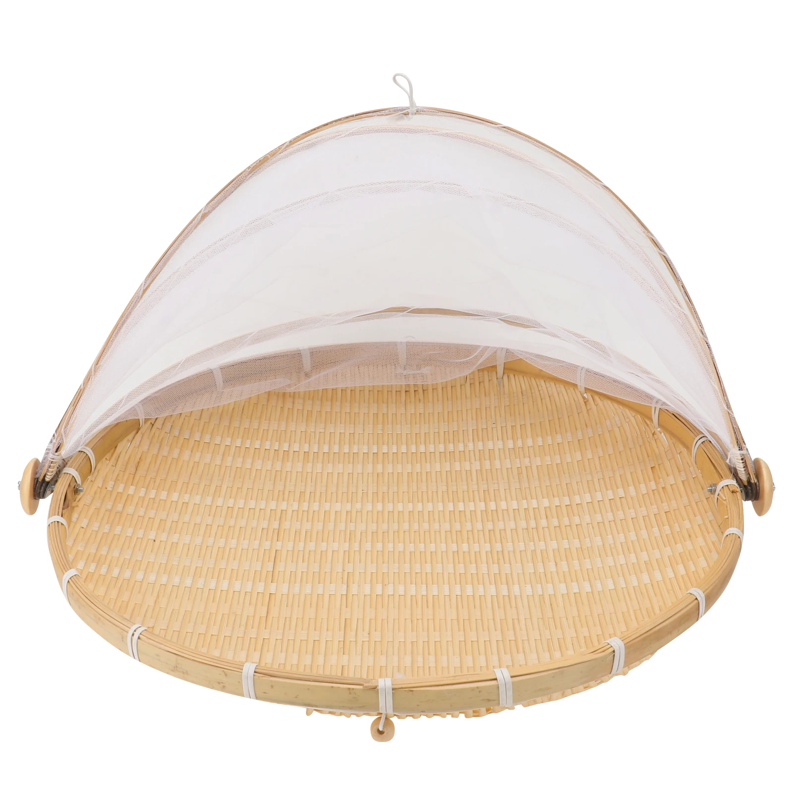 

Bamboo Net Cover Fruit Basket Woven Gauze Containers Kitchen Gadgets Storage Baskets Hygienic Display Foldable Design