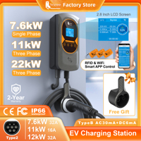 feyree EVSE Wallbox 7.6KW 11KW 22KW EV Charging Station 32A Electric Vehicle Car Charger Wallmount Type2 Cable APP WIFI Control