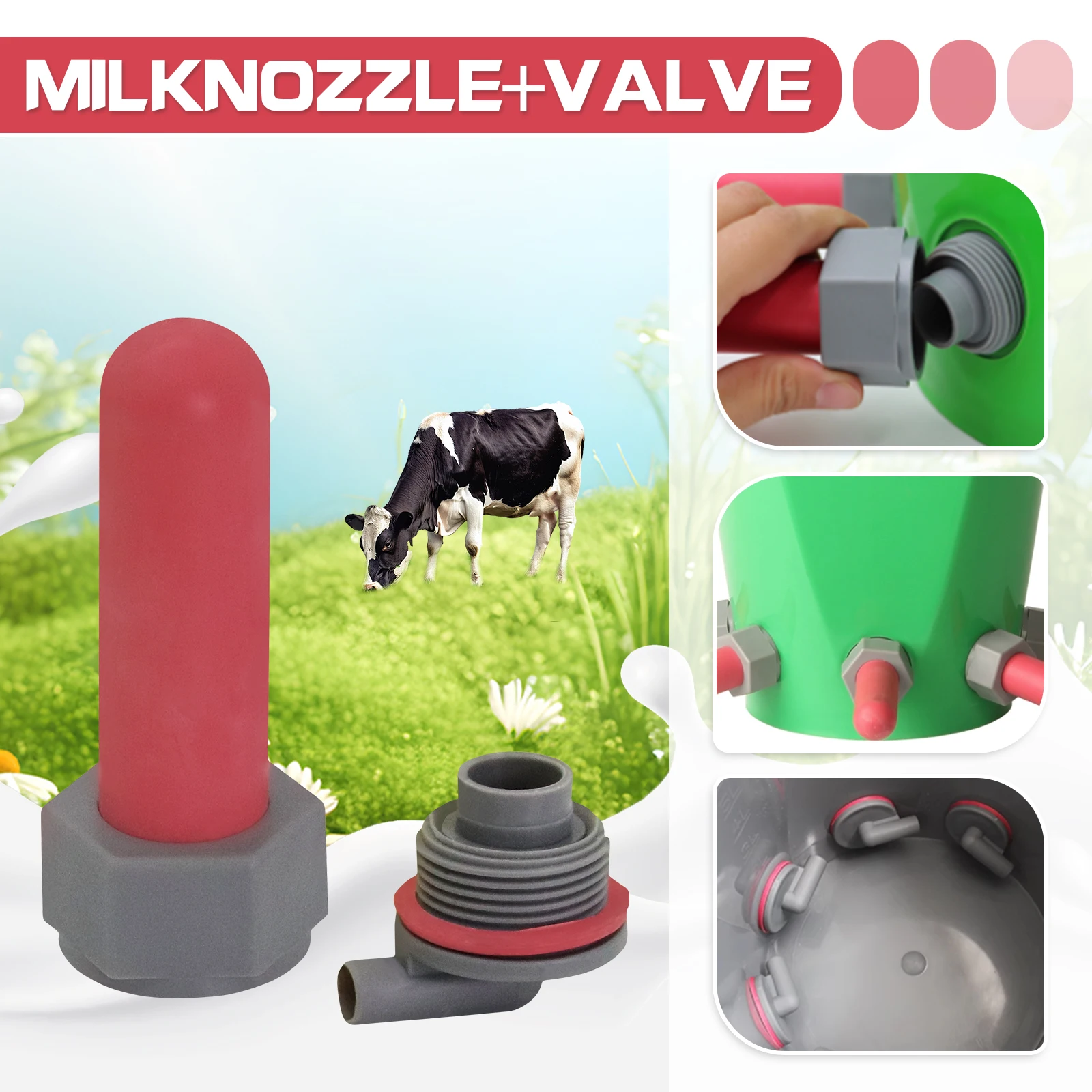 1Set Rubber Pacifier Milk Drink Calf Feeder Pacifier Calf Nursing Bucket Nipple Soft Rubber Teats for Cattle Livestock Supplies