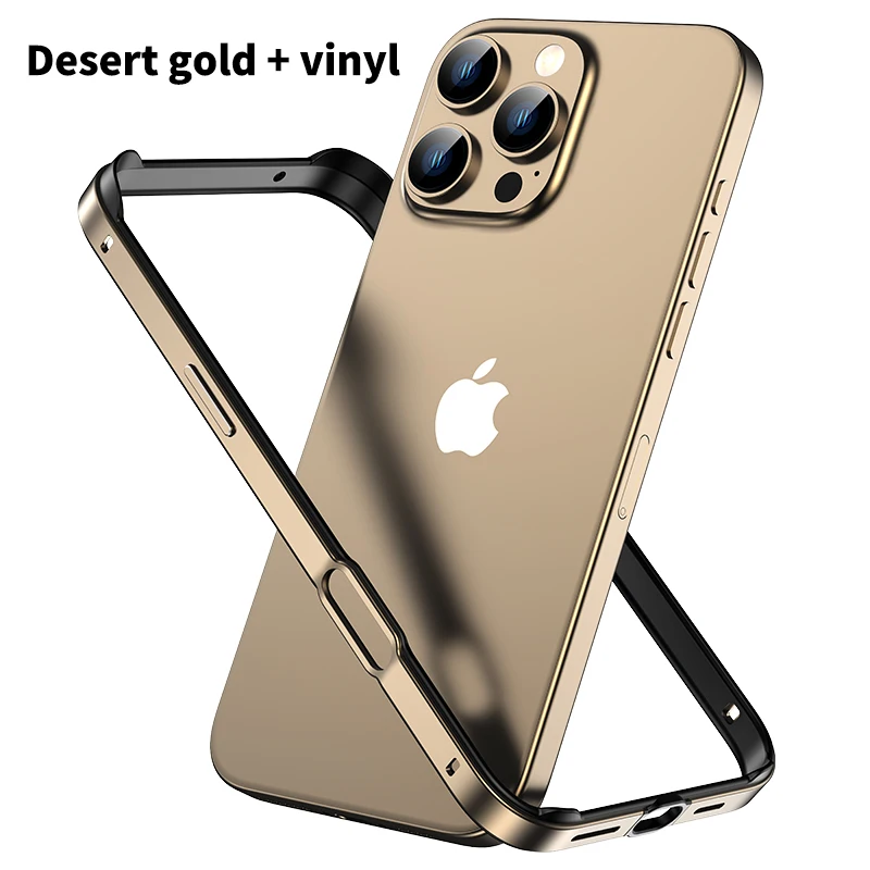 Desert Titanium Bumper Case For iPhone 16 Pro Max 15 Plus 16Pro 16Plus Aluminum Metal Black Gold Pink Cover Phone Accessories