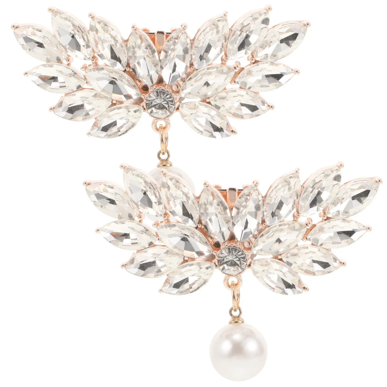 

2pcs Detachable Rhinestone Pearl Clips Crystal Buckle Jewelry For Women High Heels Wedding Bridal Decorations Zinc Alloy Fashion