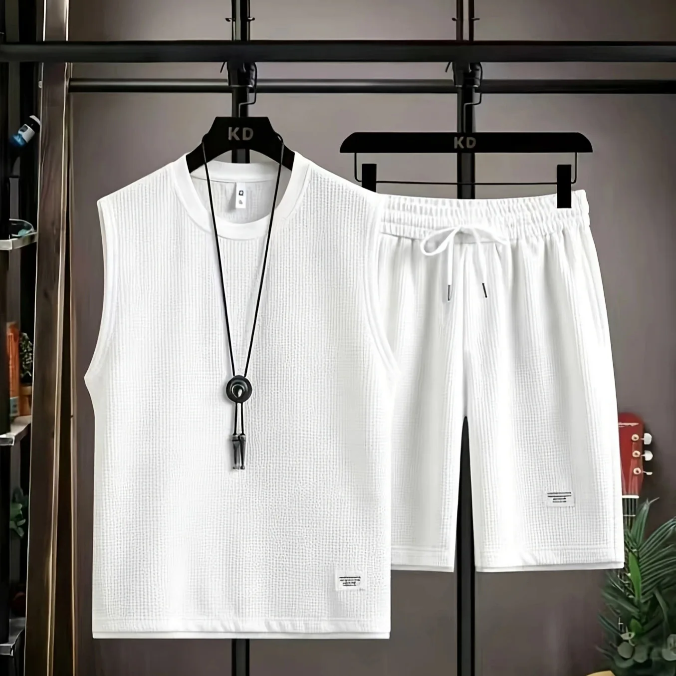 Summer men's vest sets high quality Gym jogging sportswear set Mesh quick drying fashion casual Vest + Shorts 2 piece set 3XL view 2