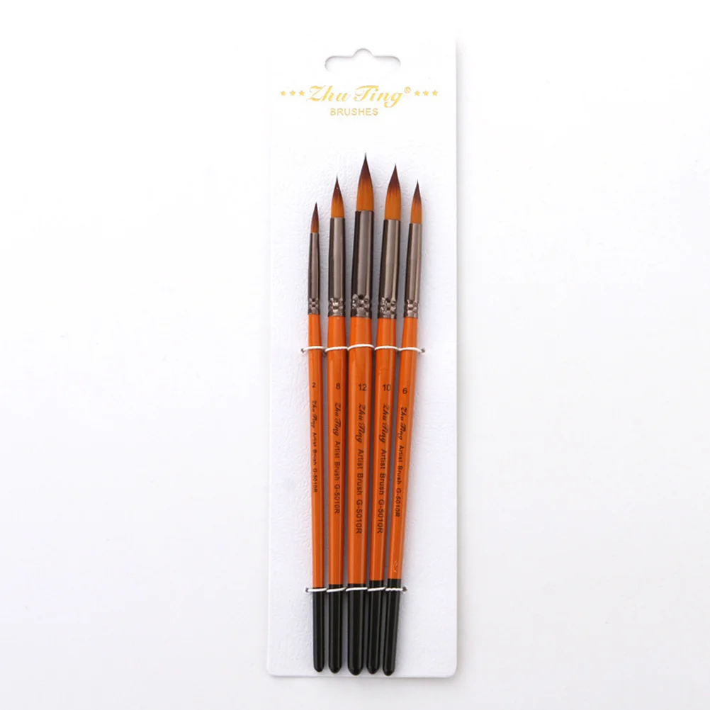 

5Pcs Paintbrush Set Professional Nylon Wool Painting Brushes Suitable for Oil Watercolor Acrylic Face Painting Drawing Artists