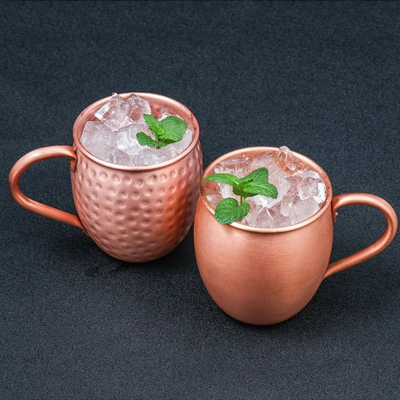 

530ML Pure Copper Moscow Mule Mug, Hand Hammered Cocktail Cup for Bar Restaurant Home Party Insulated Drum Cup for Iced Beer
