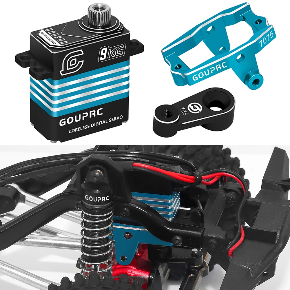 9KG Metal Gear Servo with Mount Bracket and Arm Digital Servo Coreless Motor Servo for TRX4M Servo 1/18 RC Car Upgrade Parts