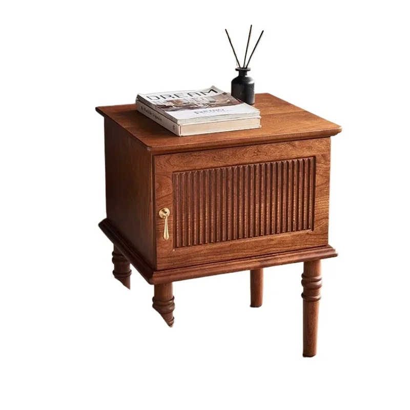 

Retro French bedside table, ash wood storage decoration simple locker