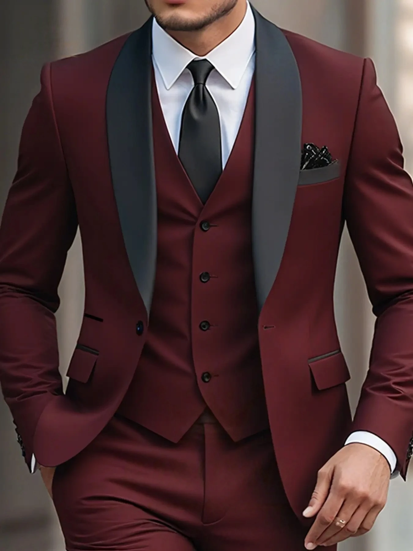 

Men's 3pcs Suit Set, Work Uniform, Holiday Gift, Business, Halloween, Large Suit, Formal Tie, Suit Pants, Wedding Dress, Vest